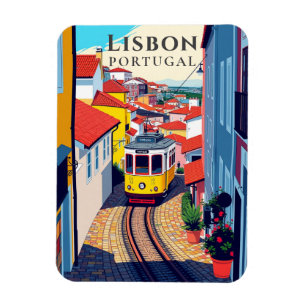 Retro Lissabon Straßenbahnfahrt Vintage Reiseanden Magnet