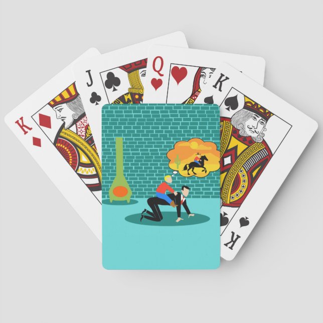 Retro Little Cowboy Playing Cards Spielkarten (Rückseite)