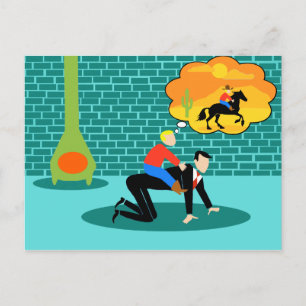 Retro Little Cowboy Postcard Postkarte