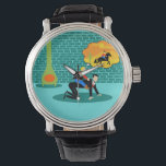 Retro Little Cowboy Watch Armbanduhr<br><div class="desc">Ja! Mit dieser Retro Little Cowboy Watch könnt ihr in den Sonnenuntergang abfahren. Dieses skurrile Design zeichnet sich durch einen lebhaften, minimalistischen Stil der 1960er Jahre, Cartoon zeichnend von einem Vater und seinem jungen Sohn, der rip-brüllend, gute Zeit. Die Szene findet in ihrem modernen Wohnzimmer Mitte des Jahrhunderts statt, das...</div>