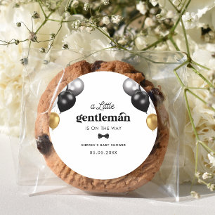 Retro Little Gentleman Schwarz-weiß Boy Baby Showe Runder Aufkleber