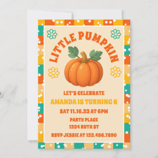 Retro Little Pumpkin Fall Geburtstagsparty Einladung