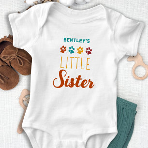 Retro Little Sister Personalisiert Hund Lover Baby Strampler