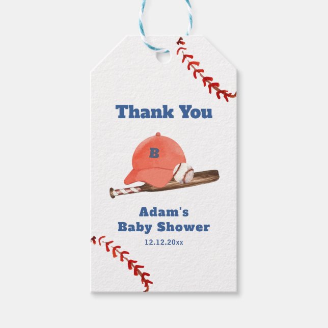 Retro LIttle Slugger Baseball Boy Baby Shower  Geschenkanhänger (Vorderseite)