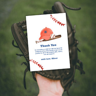 Retro Little Slugger Baseball Sport Baby Shower Dankeskarte