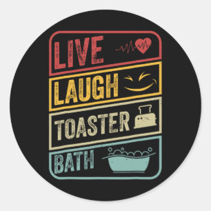 Retro Live Lagh Toaster Bath Skeletto Funny Hallo Runder Aufkleber