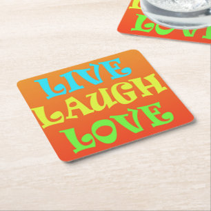 Retro Live Laugh Liebe Square Untersetzer