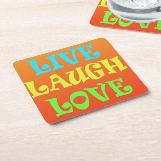 Retro Live Laugh Liebe Square Untersetzer (angewinkelt)