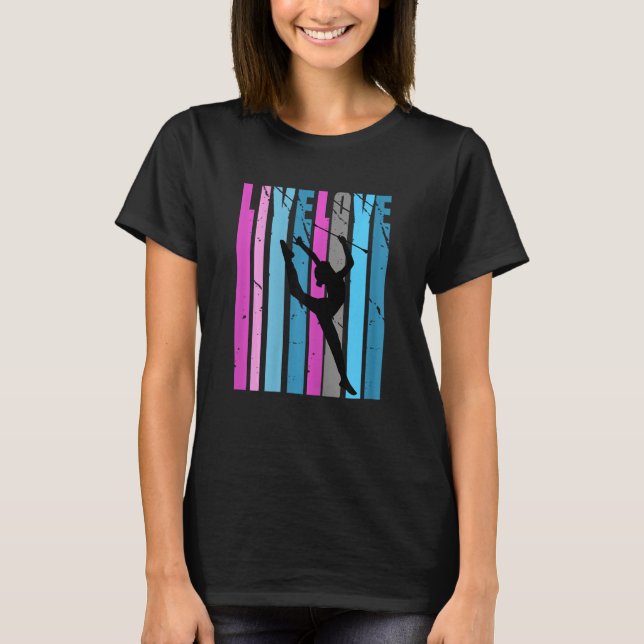 Retro Live Love Rhythmic Gymnastics Silhouette Col T-Shirt (Vorderseite)