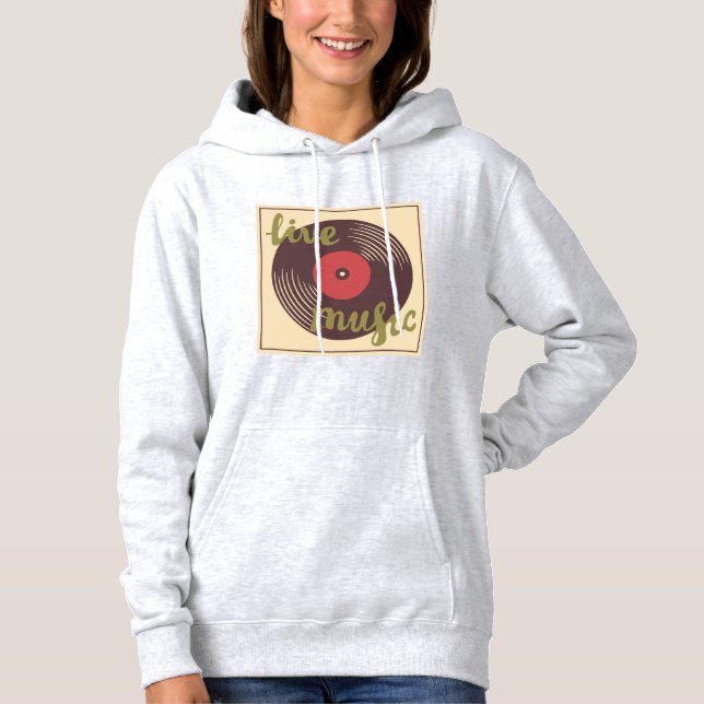 Retro Live Music Vinyl Record Hoodie (Vorderseite)