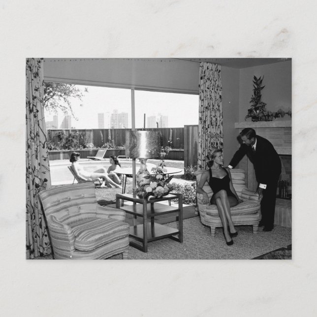 Retro Living Room, Los Angeles, 1951 Vintag Postkarte (Vorderseite)