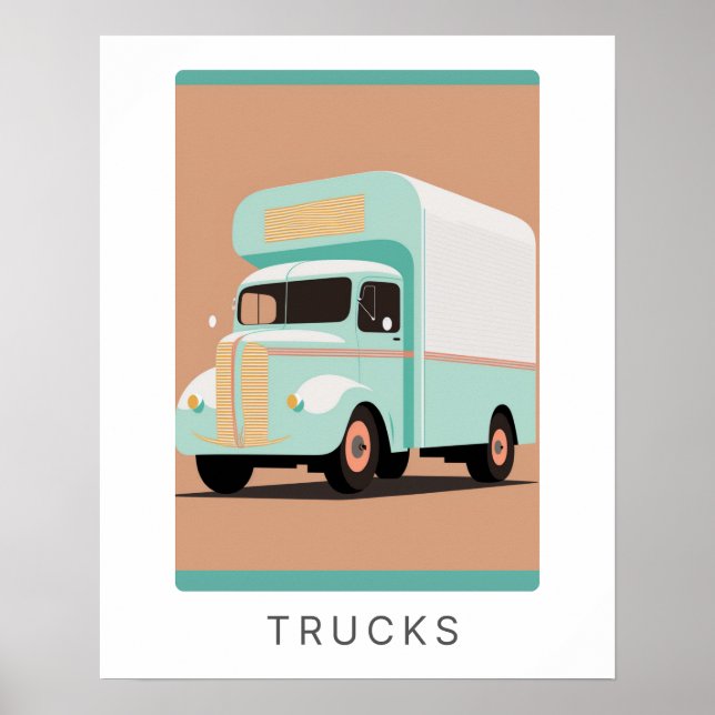 Retro-LKW-Druck in Pastellfarben | Transport Poster (Vorne)