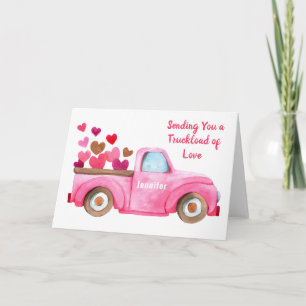Retro-Lkw-Lasten Liebe Personalisiert rosa Karte