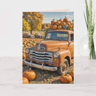 Retro-LKW mit Pumpkins für den Erntedank Dank Dankeskarte