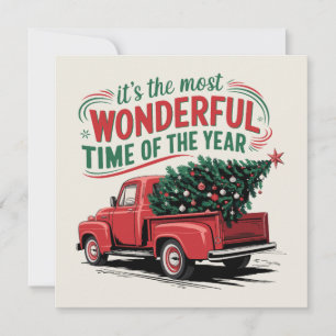 Retro LKW mit Weihnachtsbaum. Feiertagskarte