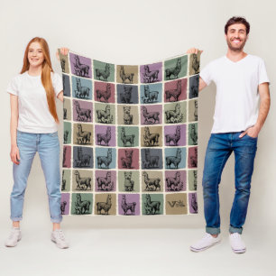 Retro-Llama-Decke Cozy Alpaka Tier als Geschenk Fleecedecke