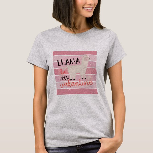 Retro Llama ist Ihr Valentine T-Shirt (Vorderseite)