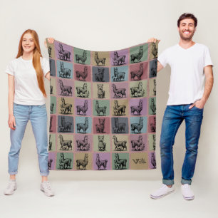 Retro Llama Kuscheldecke Cozy Alpaka Tier als Gesc Fleecedecke