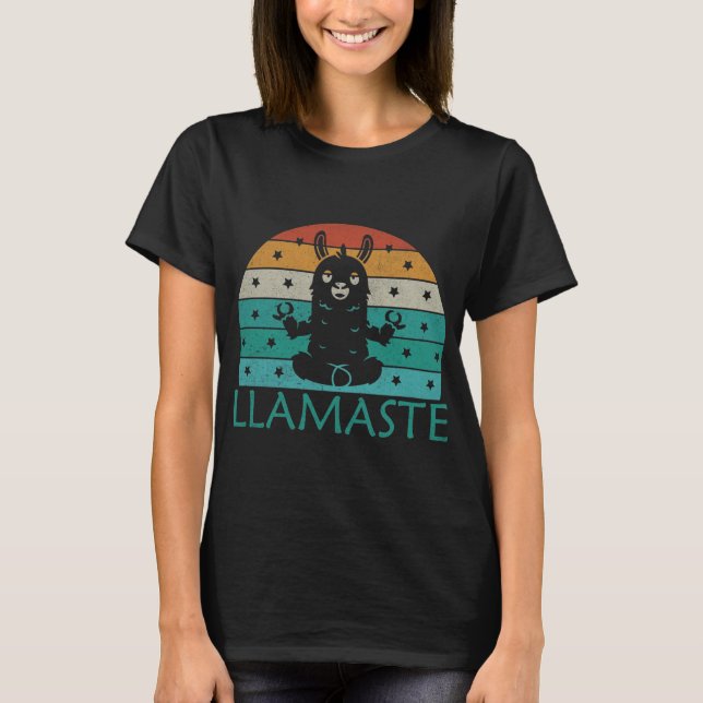 Retro Llamaste T - Shirt, Funny Yoga T-Shirt (Vorderseite)
