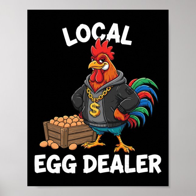 Retro Local Egg Händler Shirt, Lustiges Ostern Huh Poster (Vorne)