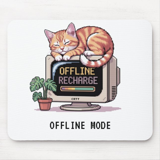 Retro Lofi PixelArt Schlafende Katze Mauspad (Vorne)