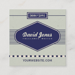 Retro Logo-Art-Quadrat-Form-Visitenkarte-Grau Quadratische Visitenkarte