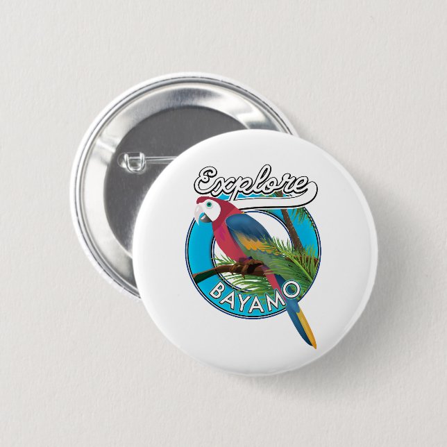 Retro-Logo auf Hawaii entdecken Button (Vorne & Hinten)