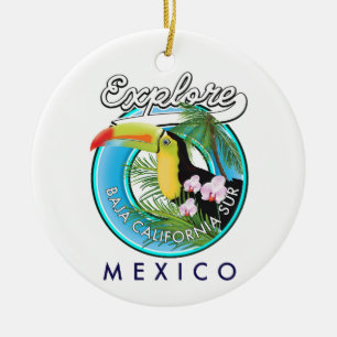 Retro-Logo Baja California Sur Mexiko Keramik Ornament