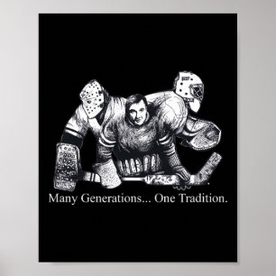 Retro-Logo eines Vintage-Hockeytorwarts Poster