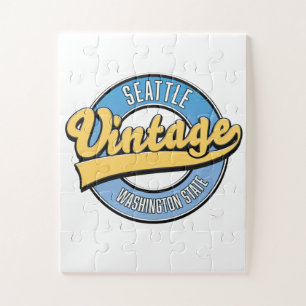 Retro-Logo von Seattle Washington State. Puzzle
