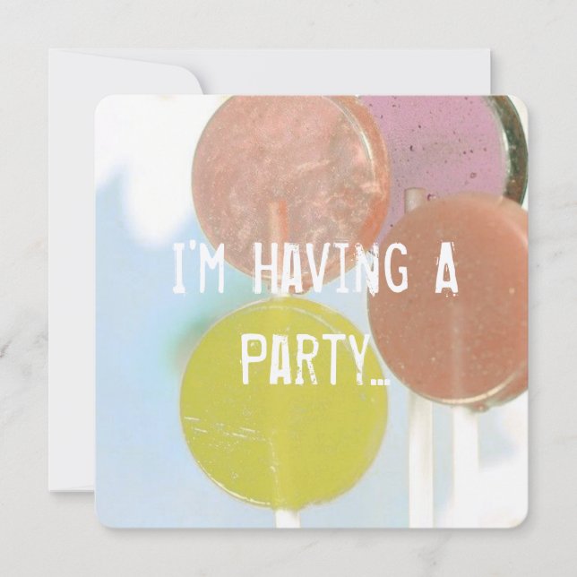 RETRO LOLLIPOPS KIDs GEBURTSTAGSKARTE Einladung (Vorderseite)