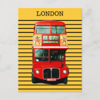 Retro London Bus im gelben Hintergrund