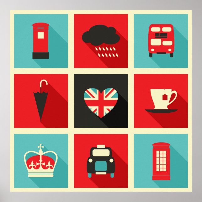 Retro London Collage Poster (Vorne)