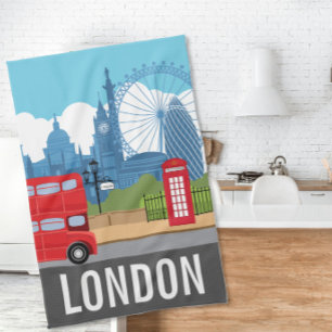 Retro-London-Küchenhandtuch – Ikonische Wahrzeiche Geschirrtuch