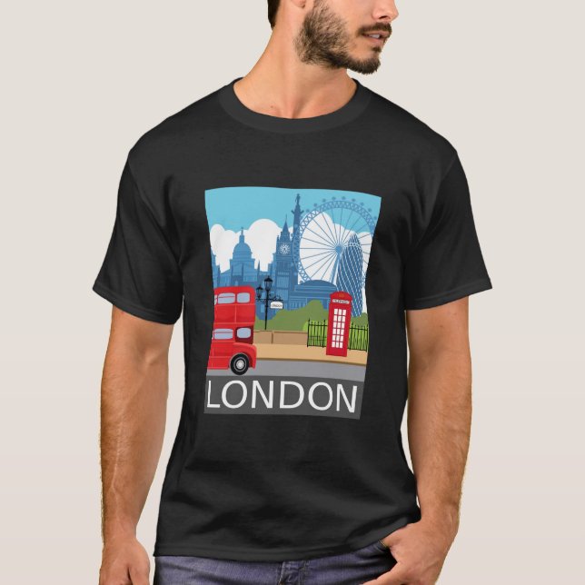 Retro London skyline Landmarks T-Shirt (Vorderseite)