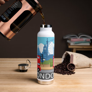 Retro London Skyline Wahrzeichen Trinkflasche