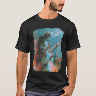 Retro Lone Guitarist Vintage Floral Music Art. T-Shirt