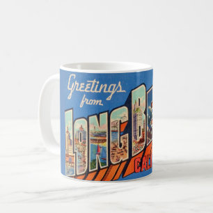 Retro Long Beach, CA Gruß-Tasse Kaffeetasse