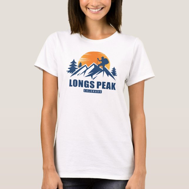 Retro Longs Peak Wandern T - Shirt (Vorderseite)