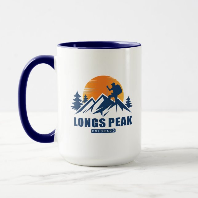Retro Longs Peak Wandern T - Shirt Tasse (Links)