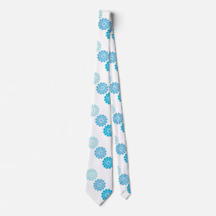 Retro-Look 1970er Jahre Blaues Blumenmuster Krawatte