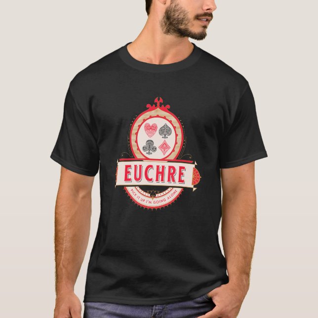 Retro Look Euchre Fun Card Spieler Apparel T-Shirt (Vorderseite)