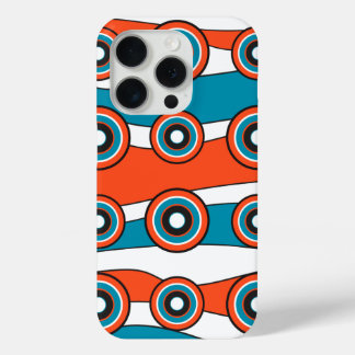 Retro-Look türkis und orange Kreiswelle iPhone 15 Pro Hülle