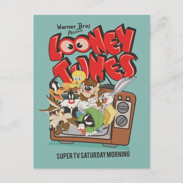 Retro LOONEY TUNES™ Burning from TV Postkarte (Vorderseite)