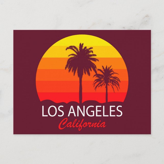 Retro Los Angeles California Vintag Palmen Postkarte (Vorderseite)