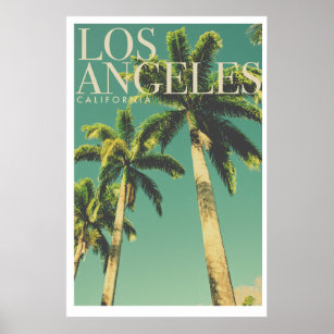 Retro Los Angeles Palm Tree Travel Poster