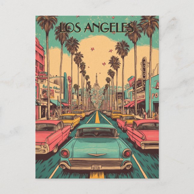 Retro Los Angeles Reisen Postkarte (Vorderseite)