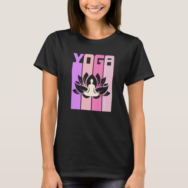 Retro Lotus Blume Meditation Yoga T-Shirt (Vorderseite)