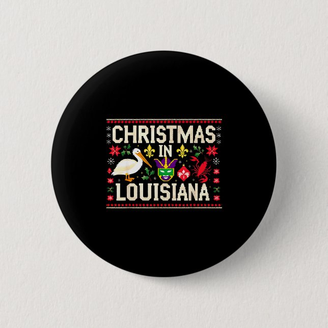 Retro Louisiana Christmas Carnival Mardi Gras Holi Button (Vorderseite)