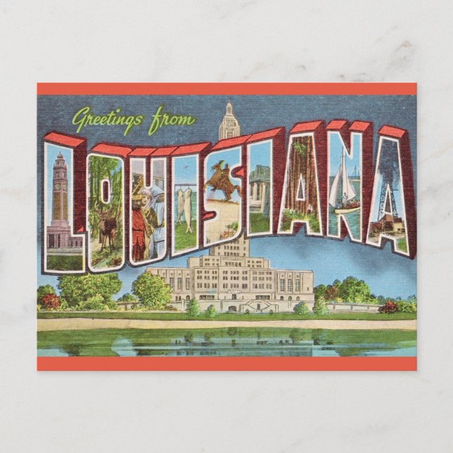 Retro Louisiana Postcard Postkarte (Vorderseite)
